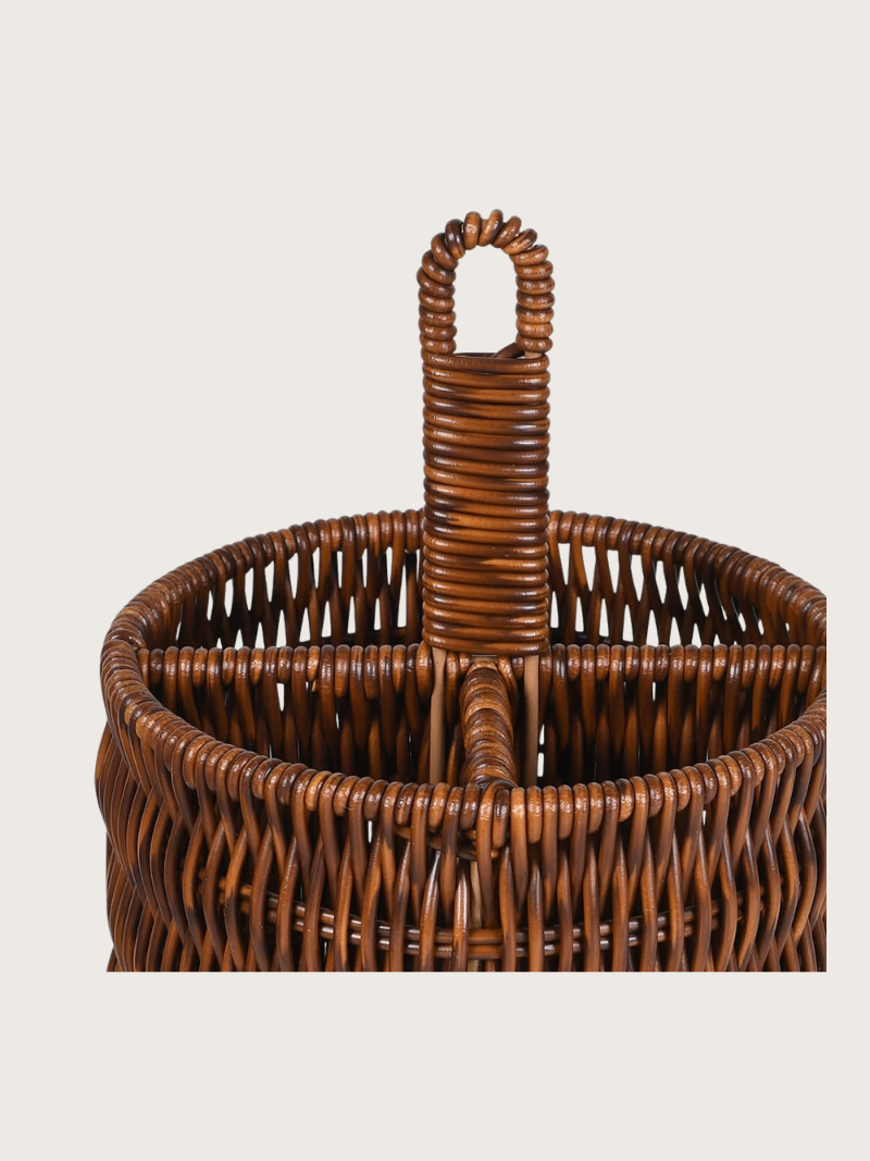 Faux Rattan Utensil Holder