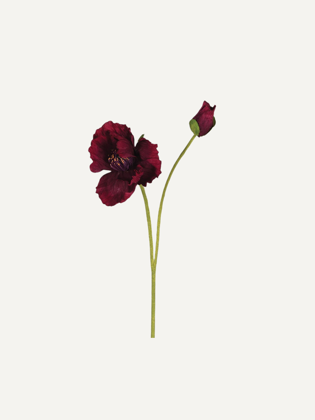 Faux Ruby Poppy Stem