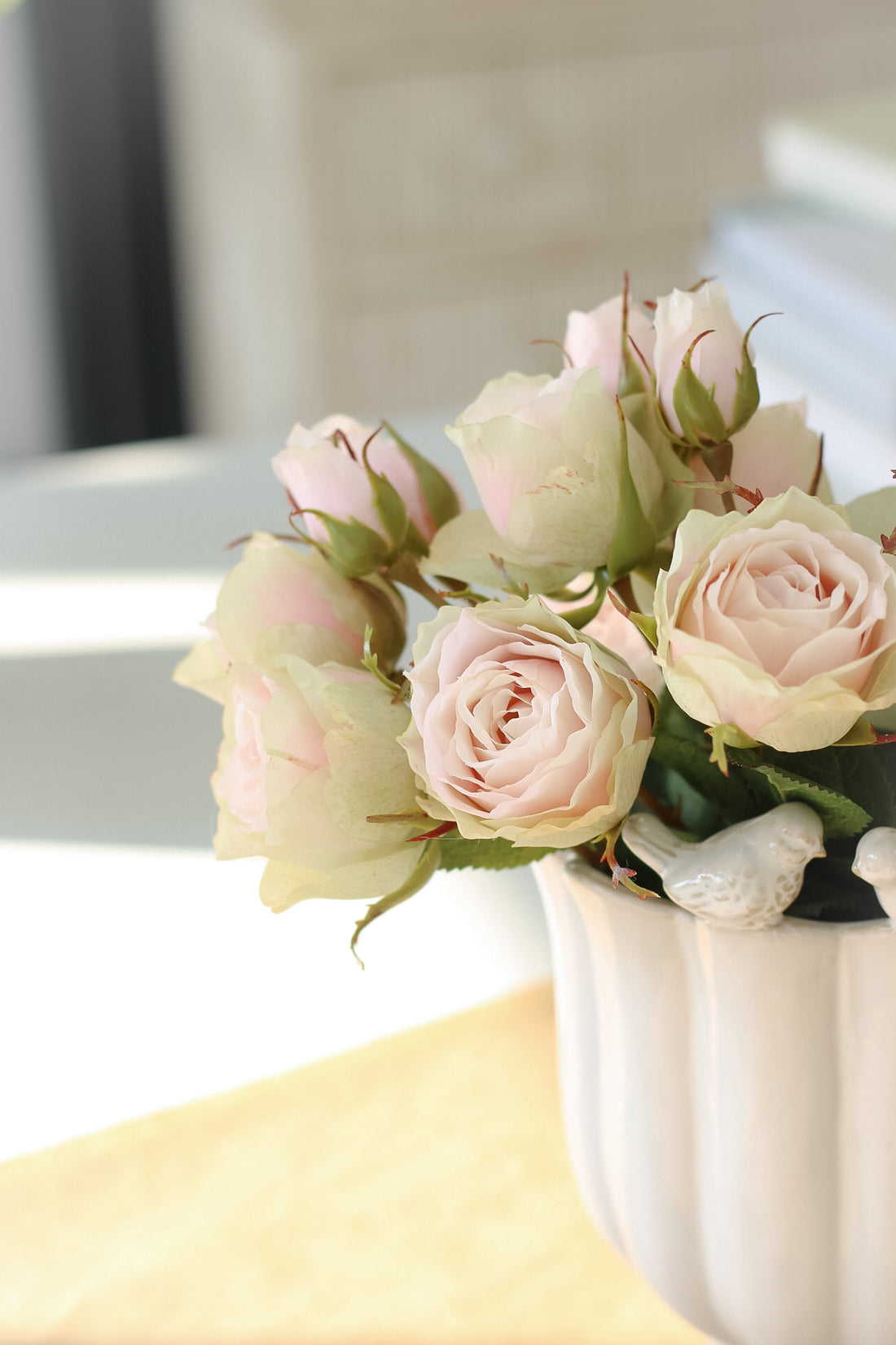 Faux Soft Pink Delicate Rose Spray