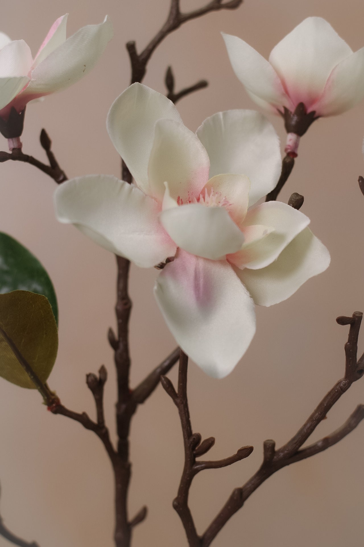 Faux Soft Pink Magnolia Stem