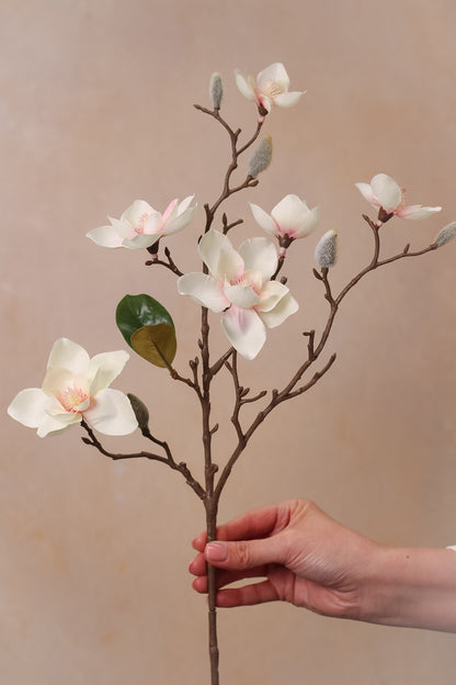 Faux Soft Pink Magnolia Stem