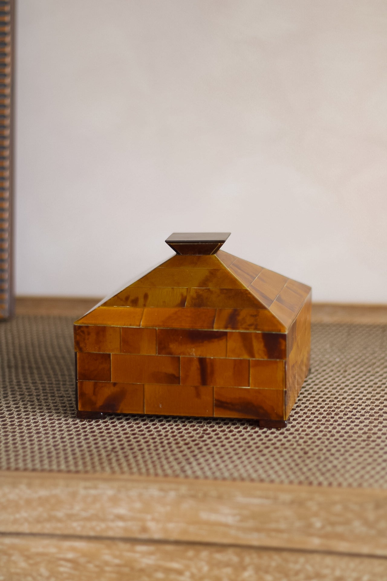 Faux Tortoise Shell Pyramid Decorative Box - Ivy Grey Interiors