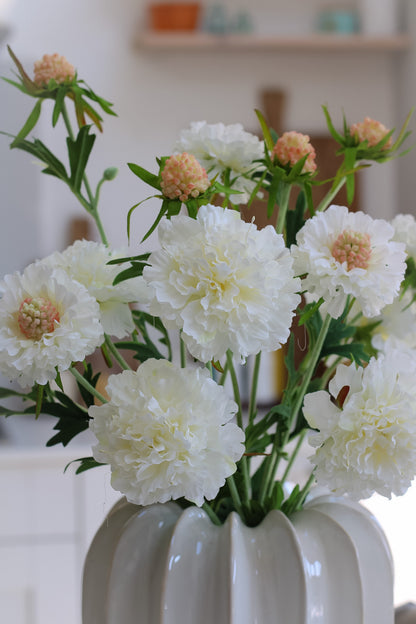 Faux White Scabiosa Stem