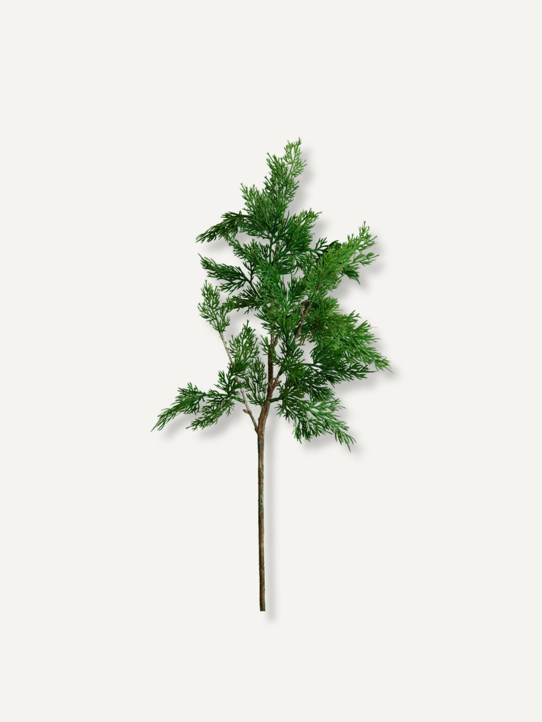 Faux juniper conifer stem with lifelike evergreen detail. A reusable artificial Christmas stem for rustic winter arrangements and vase styling.