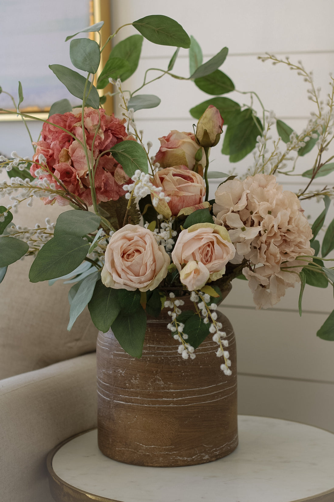 Faux wild romantic floral arrangement