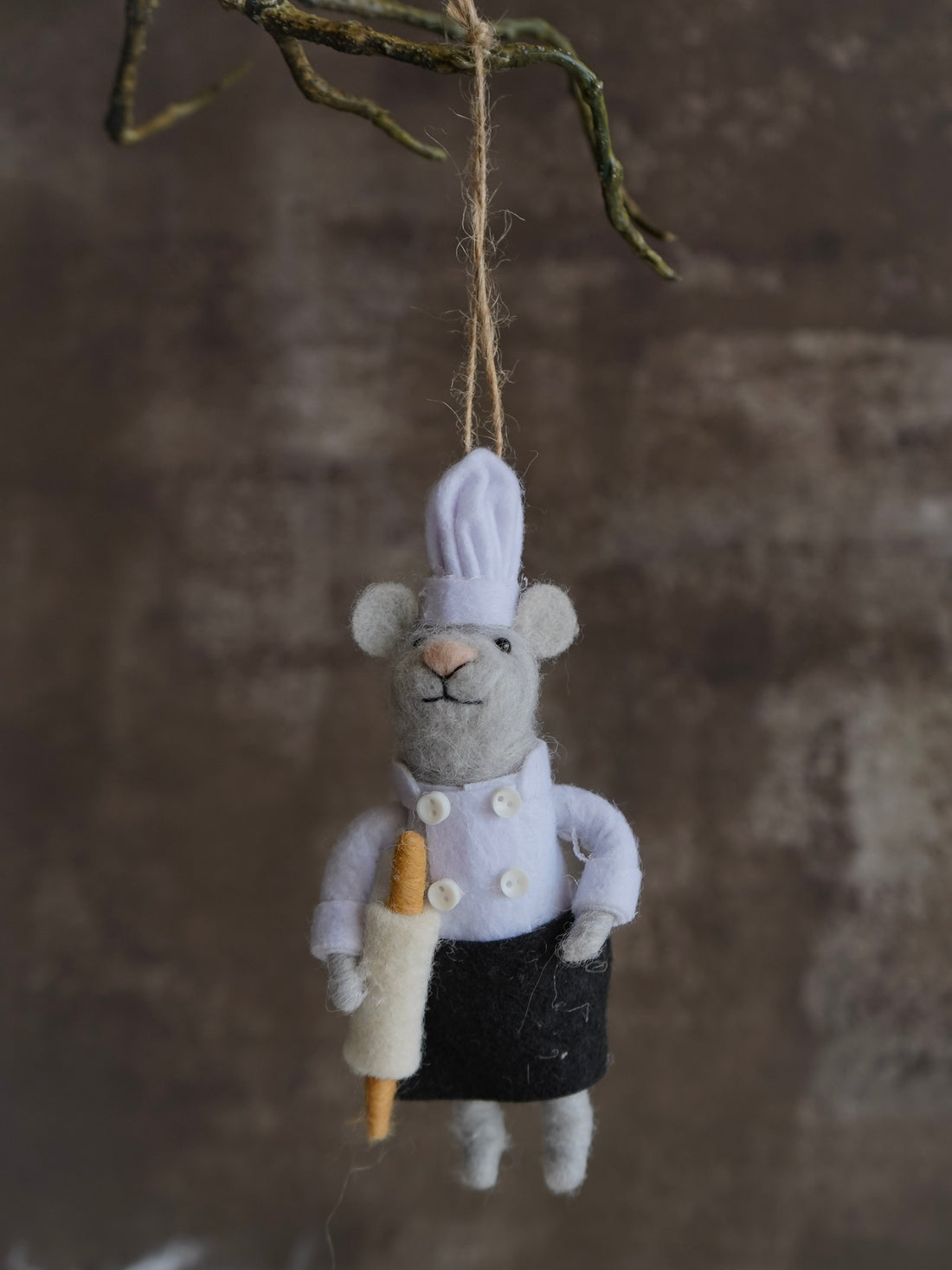 Felt Mouse Patisserie Chef Tree Decoration