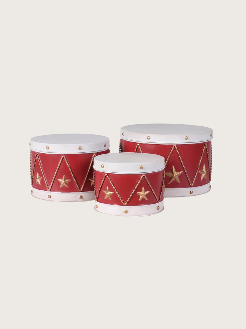 Festive Red and White Star Drums 