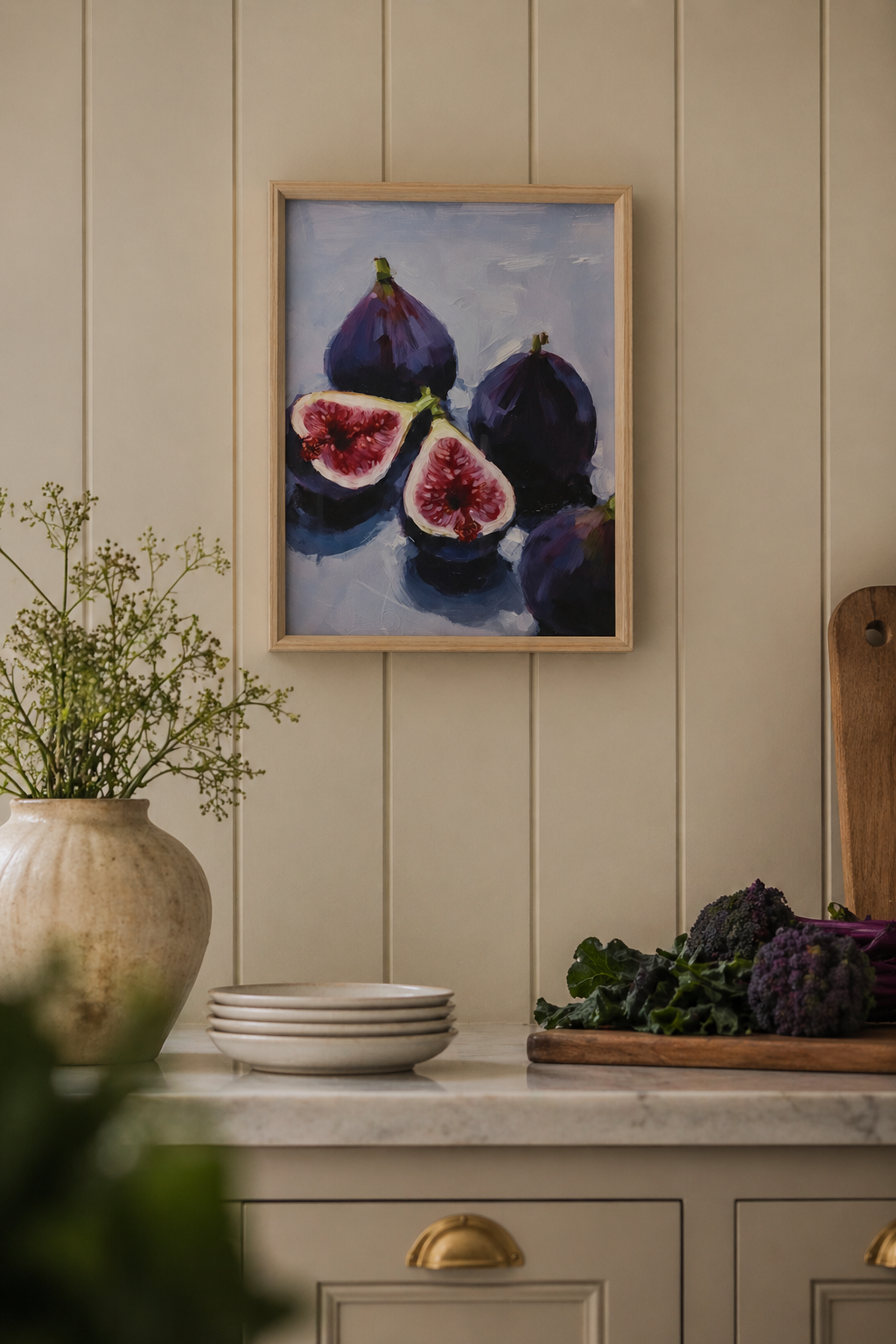 Fig Framed Wall Art in a modern country style kitchen