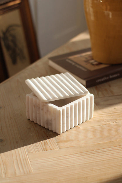 Fluted Marble Square Box