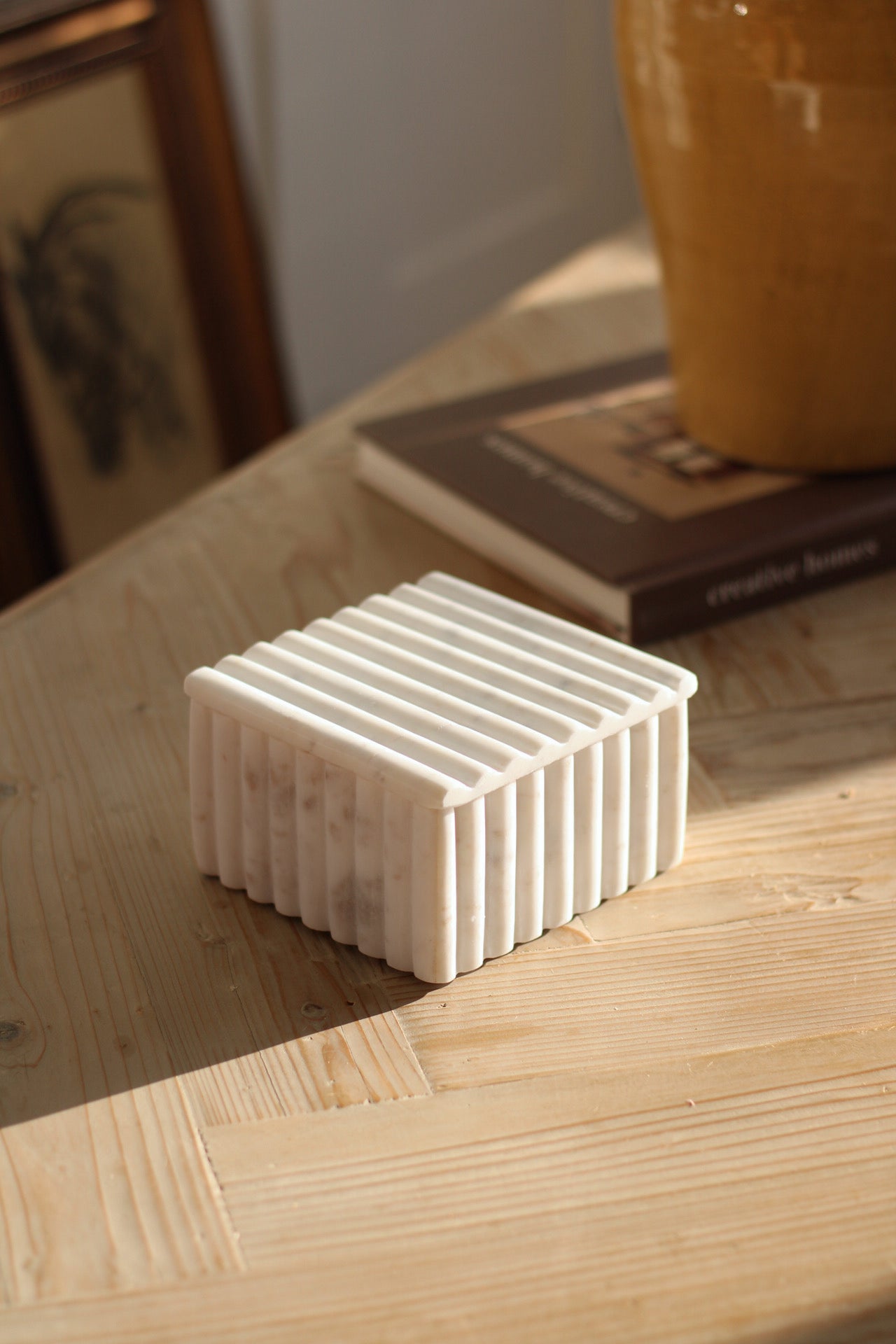 Fluted Marble Square Box