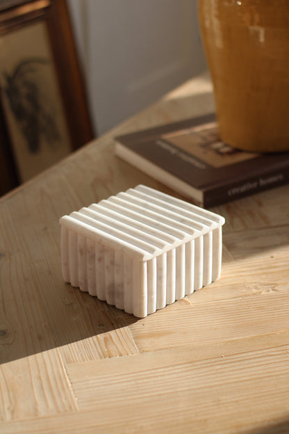 Fluted Marble Square Box