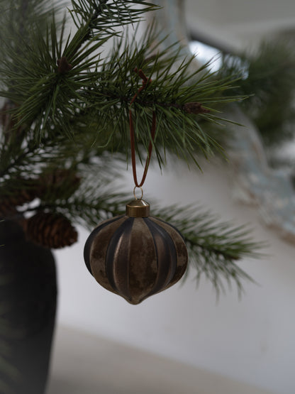 Forest Flocked Onion Christmas Tree Bauble