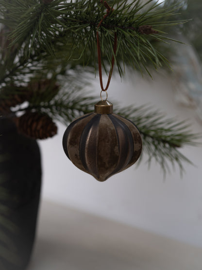 Forest Flocked Onion Christmas Tree Bauble