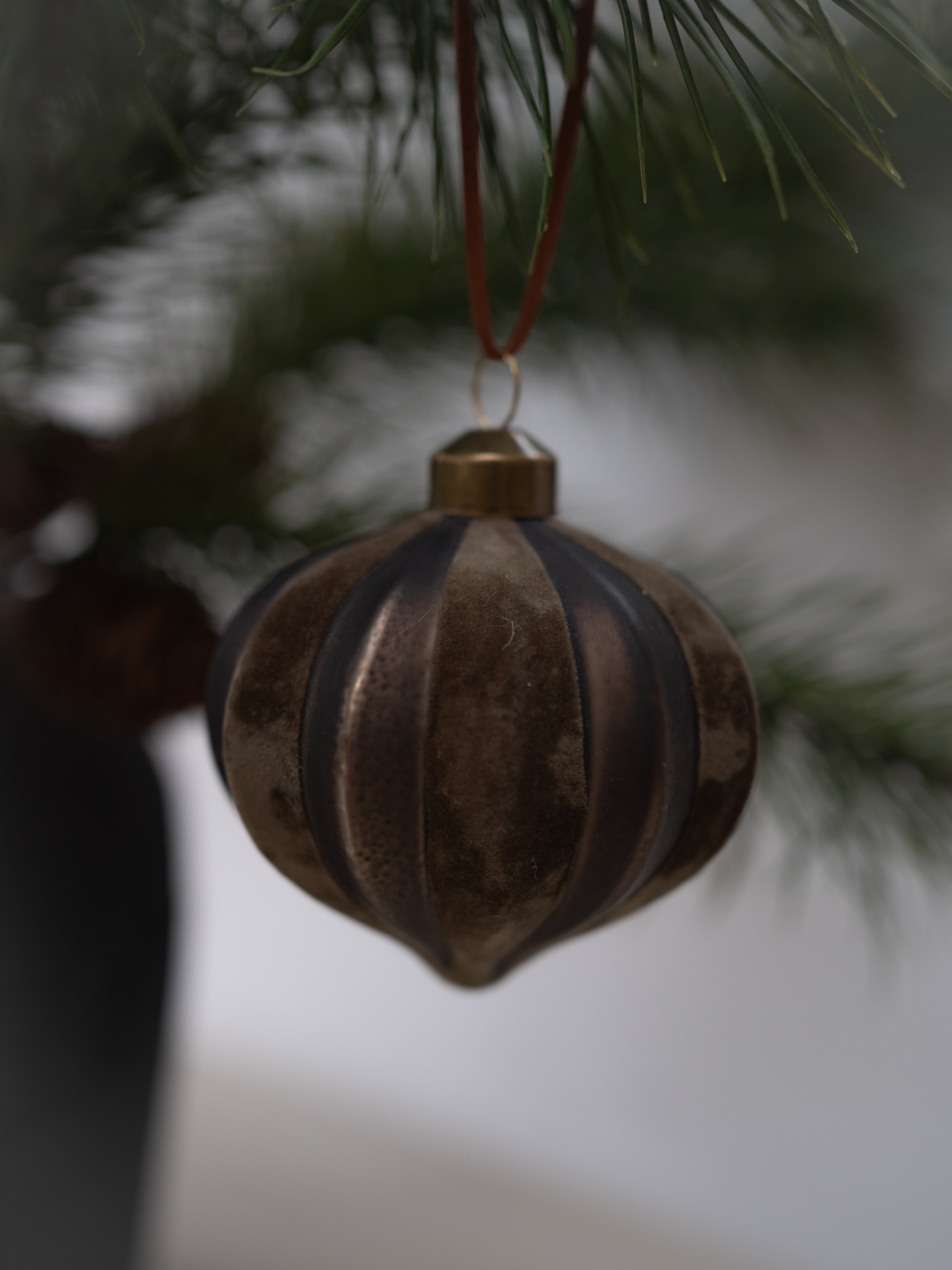Forest Flocked Onion Christmas Tree Bauble