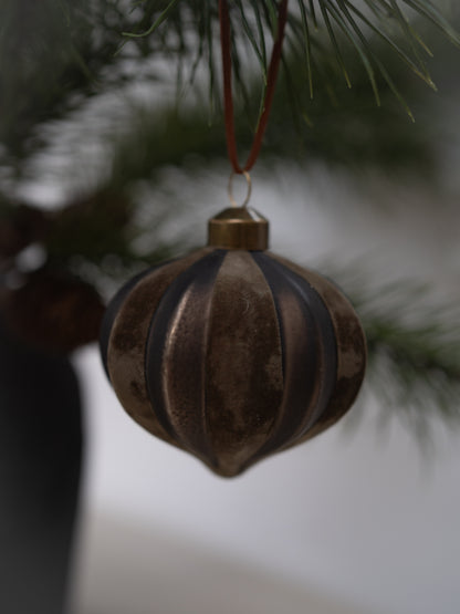 Forest Flocked Onion Christmas Tree Bauble