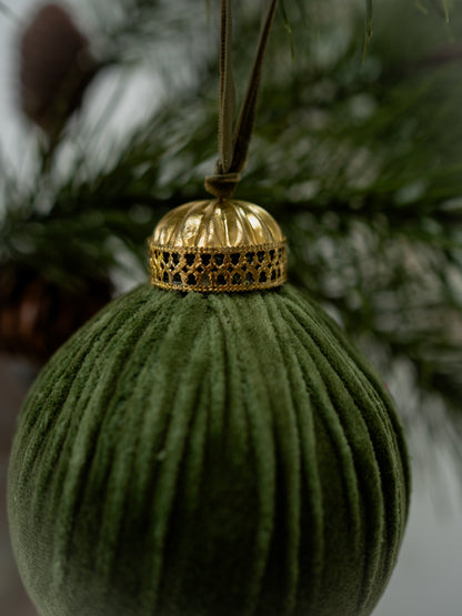 Forest Green Velvet Christmas Tree Bauble