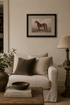Framed Vintage Stallion Horse Wall Art in modern country style living room