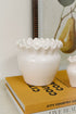 Frilly White Ceramic Glazed Vase