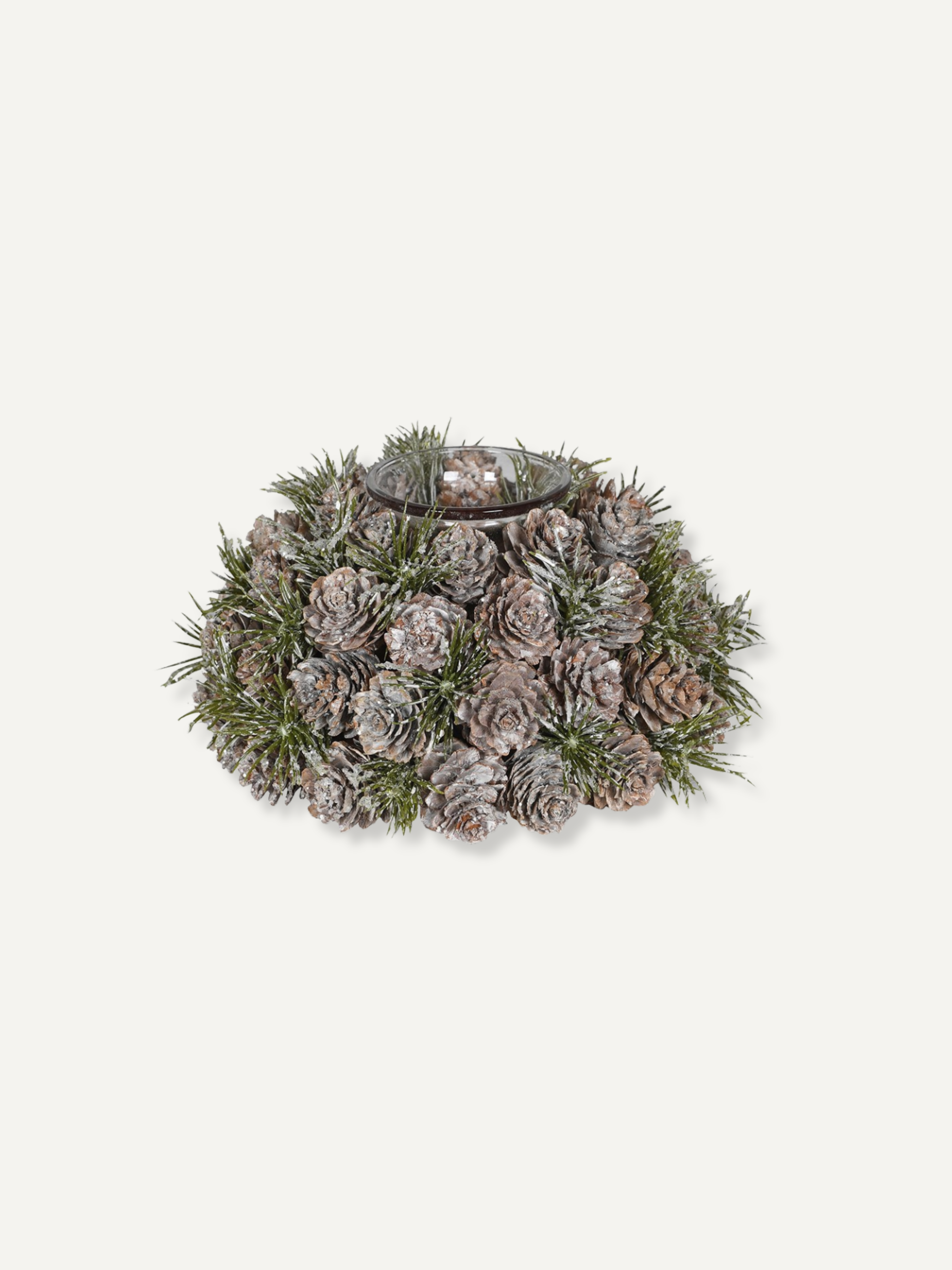 Frosted Pinecone Candle Holder