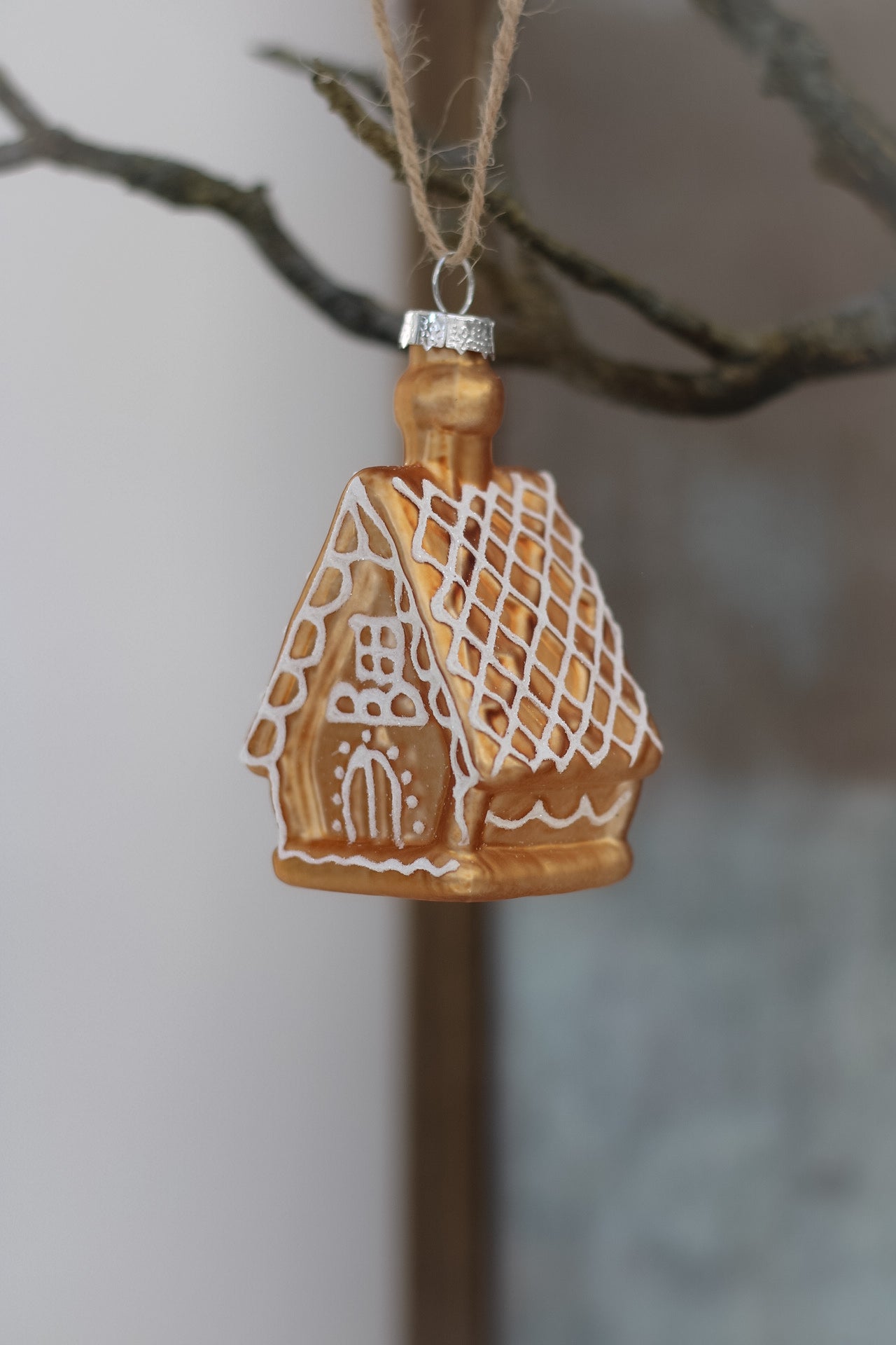 Gingerbread Cottage Christmas Tree Hanger Decoration Ivy Grey