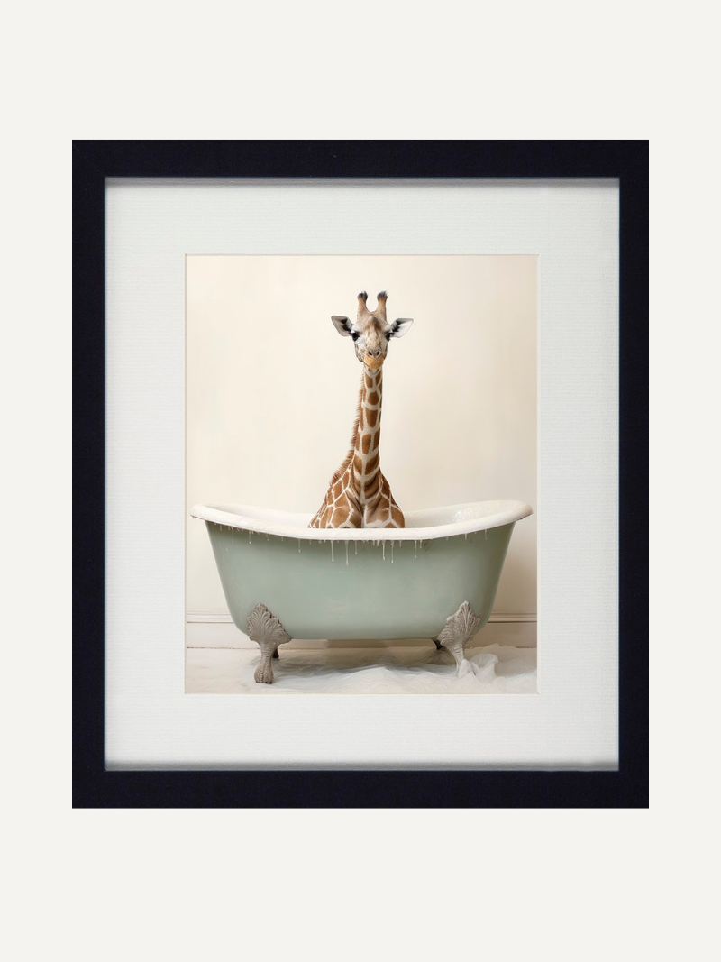 Giraffe Bathroom Joy Framed Wall Art