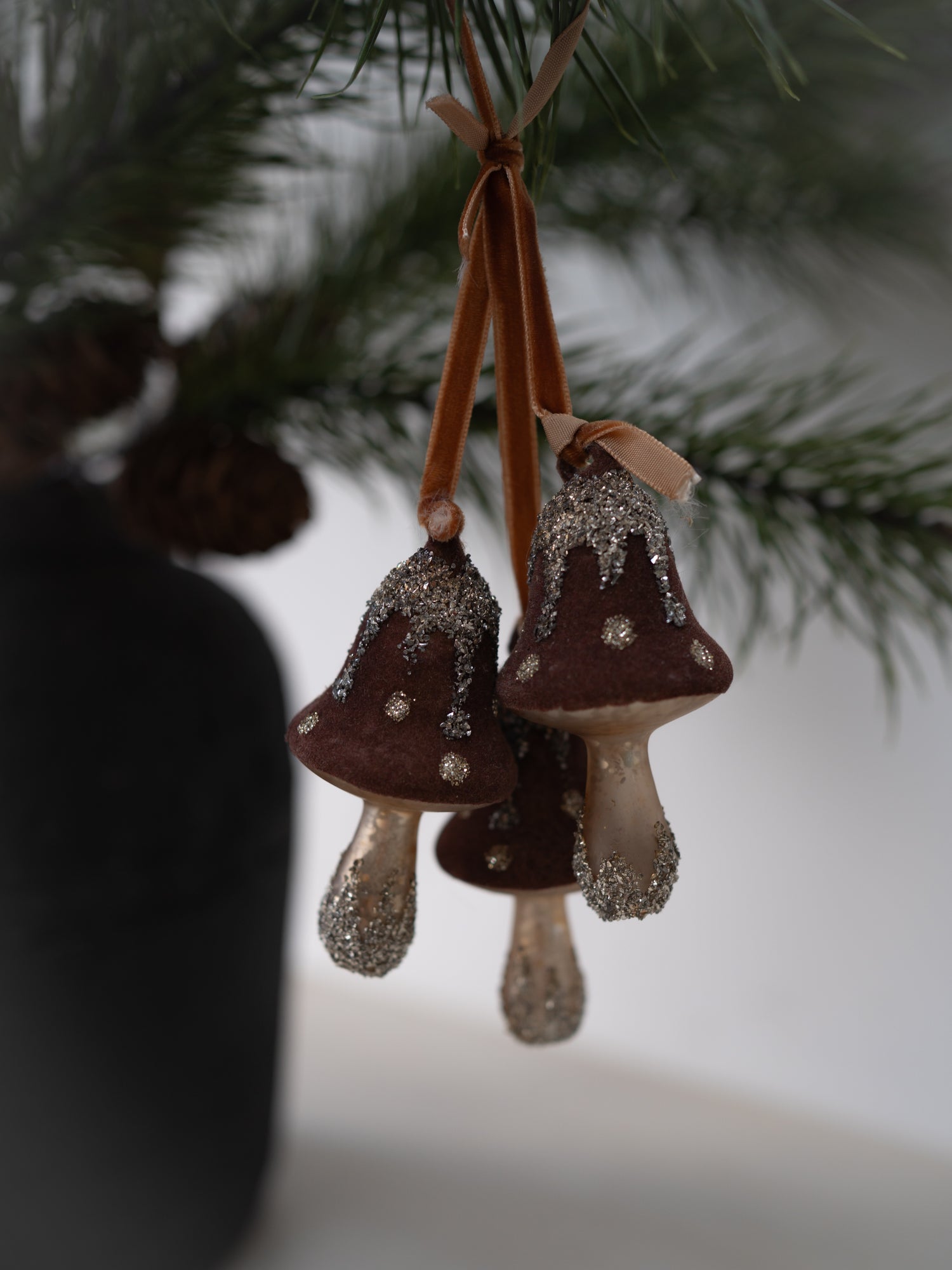 Glitter Chestnut Mushrooms Christmas Tree Decoration