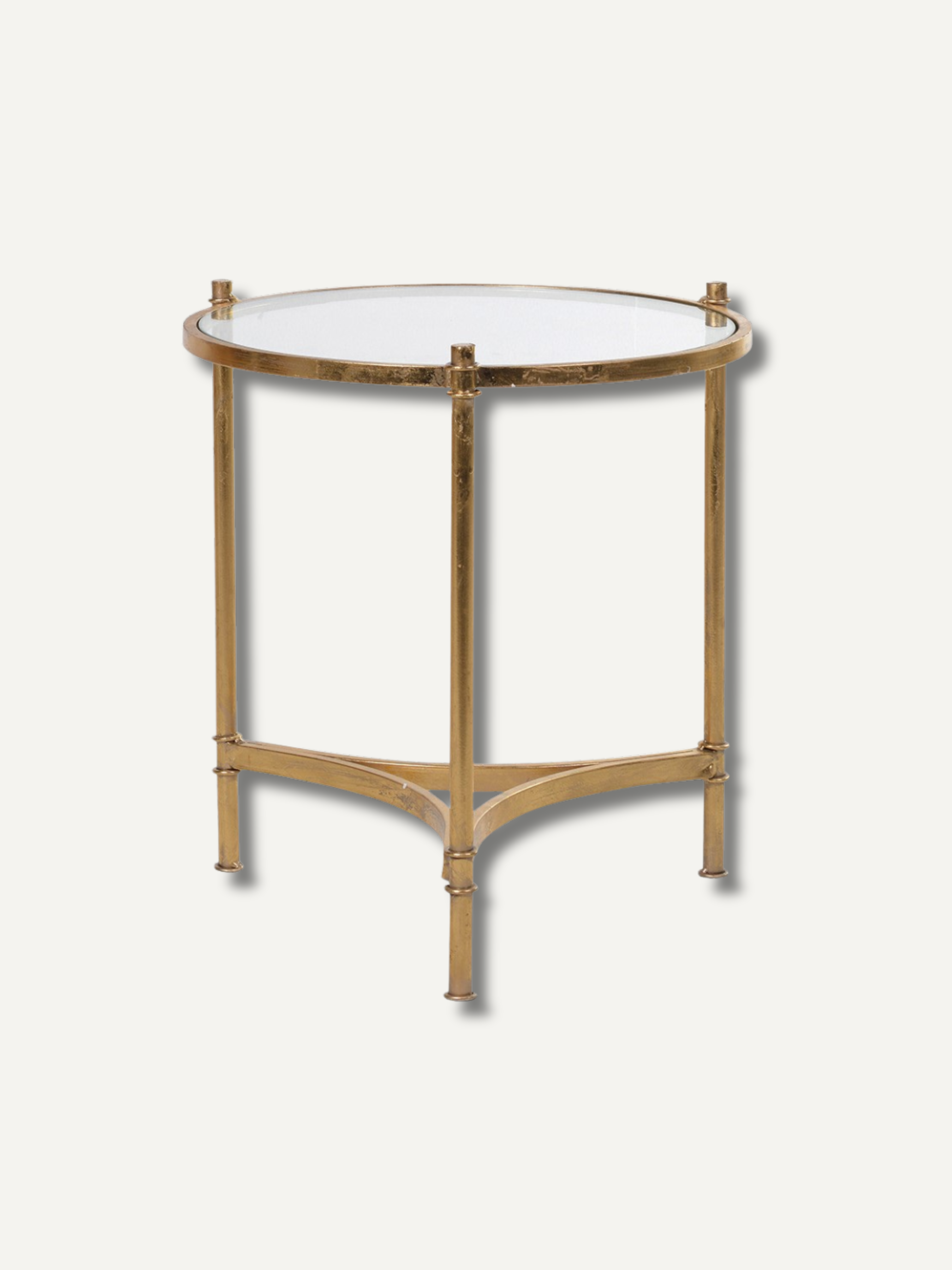 Gold Round Glass Top Side Table