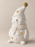 White Ceramic Snowman LED with Scarf