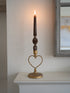 Golden Heart Candlestick with caramel twisted dinner candle