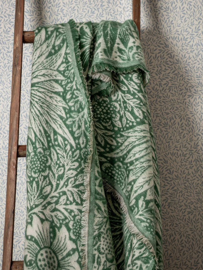 Green Botanical Jacquard Throw