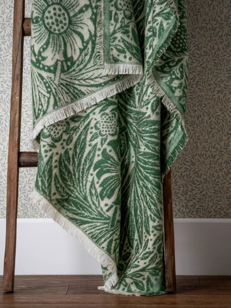 Green Botanical Jacquard Throw