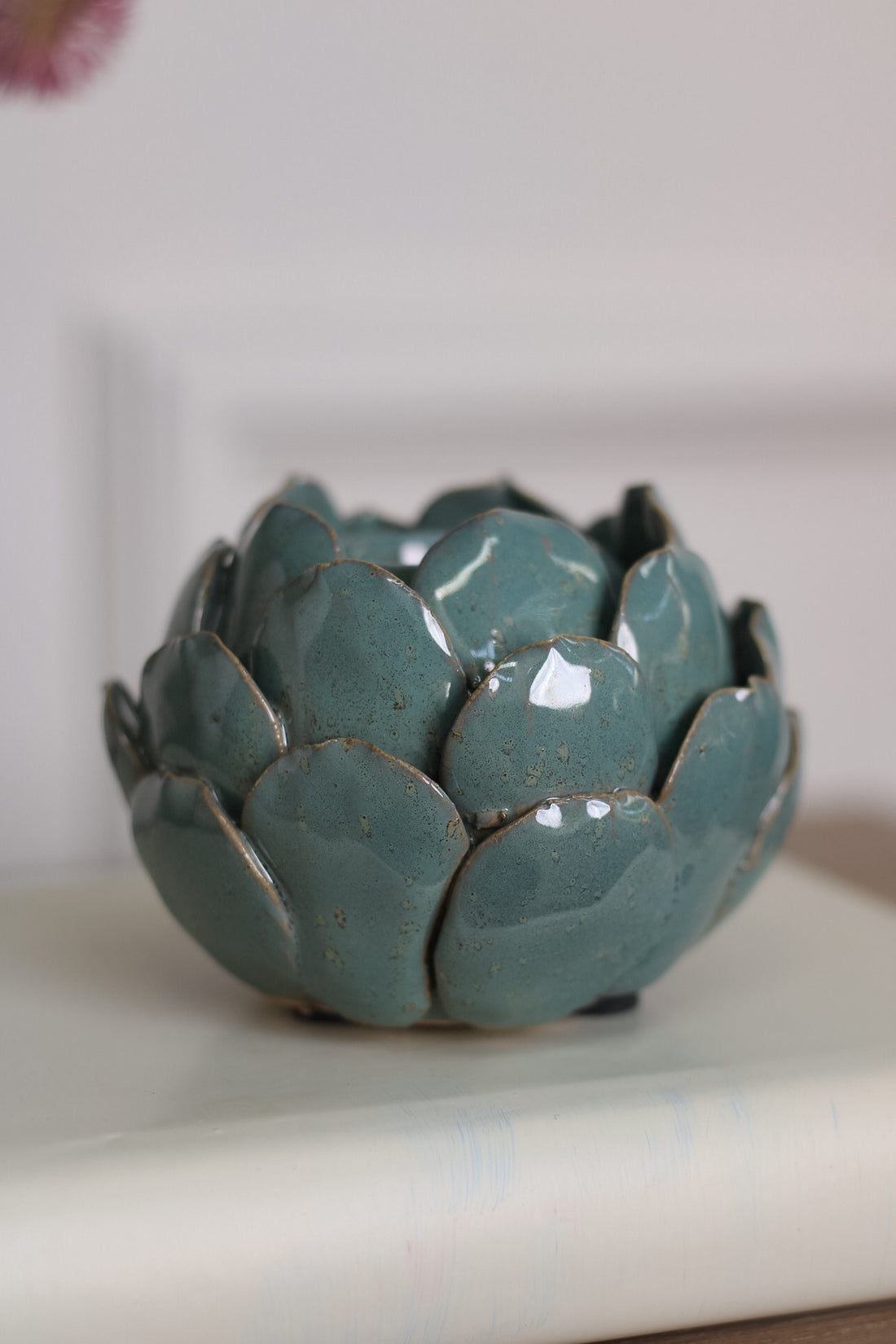 Green Lotus Ceramic Candle Holder