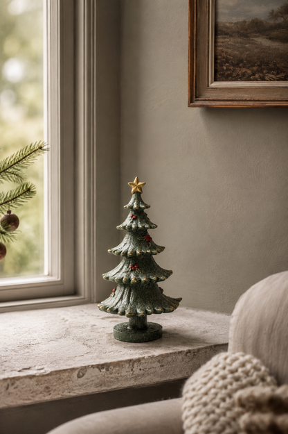 Green Resin Tree with Red Berries