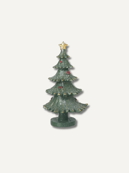 Green Resin Tree with Red Berries