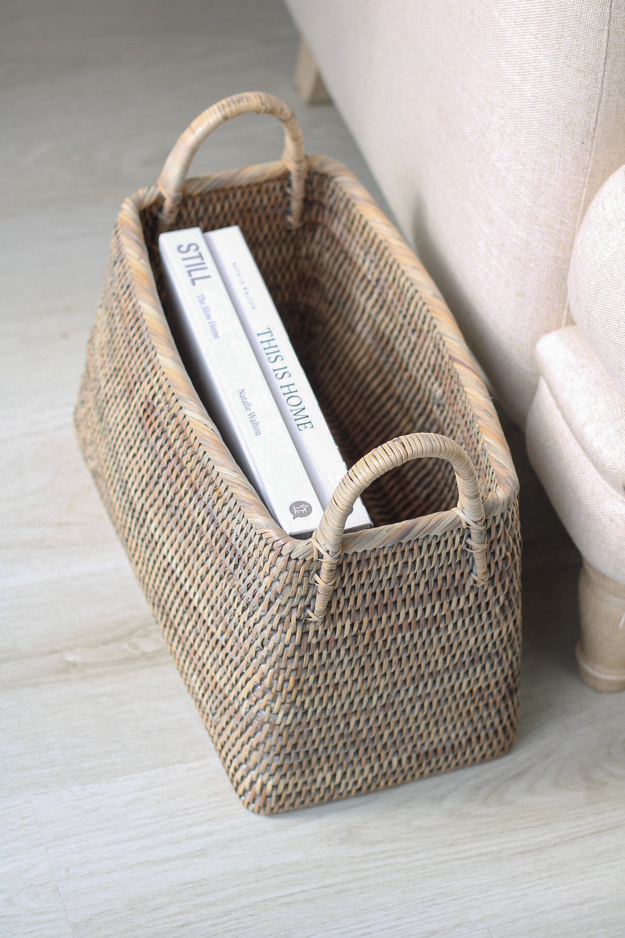 Narrow rattan basket
