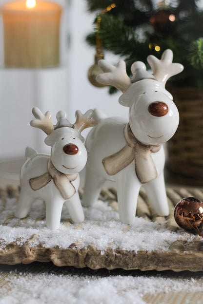 pair of ceramic christmas reindeer decorations