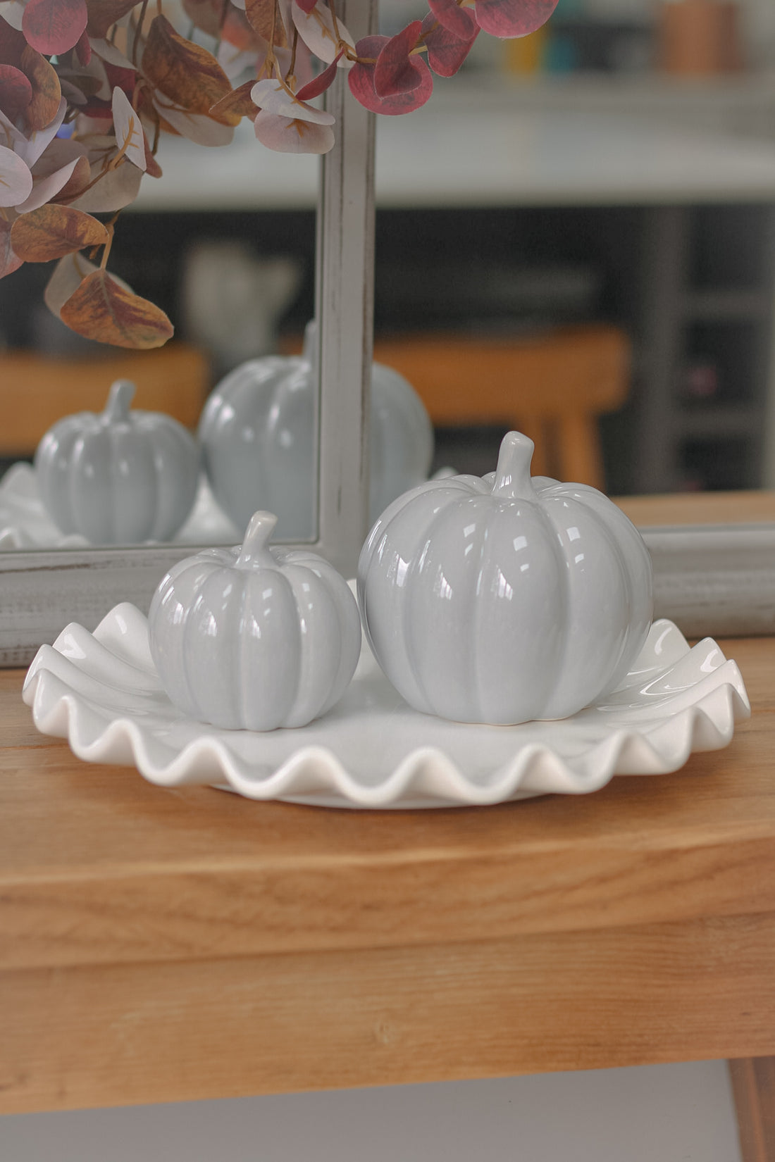 Grey ceramic autumn Pumpkin decoration