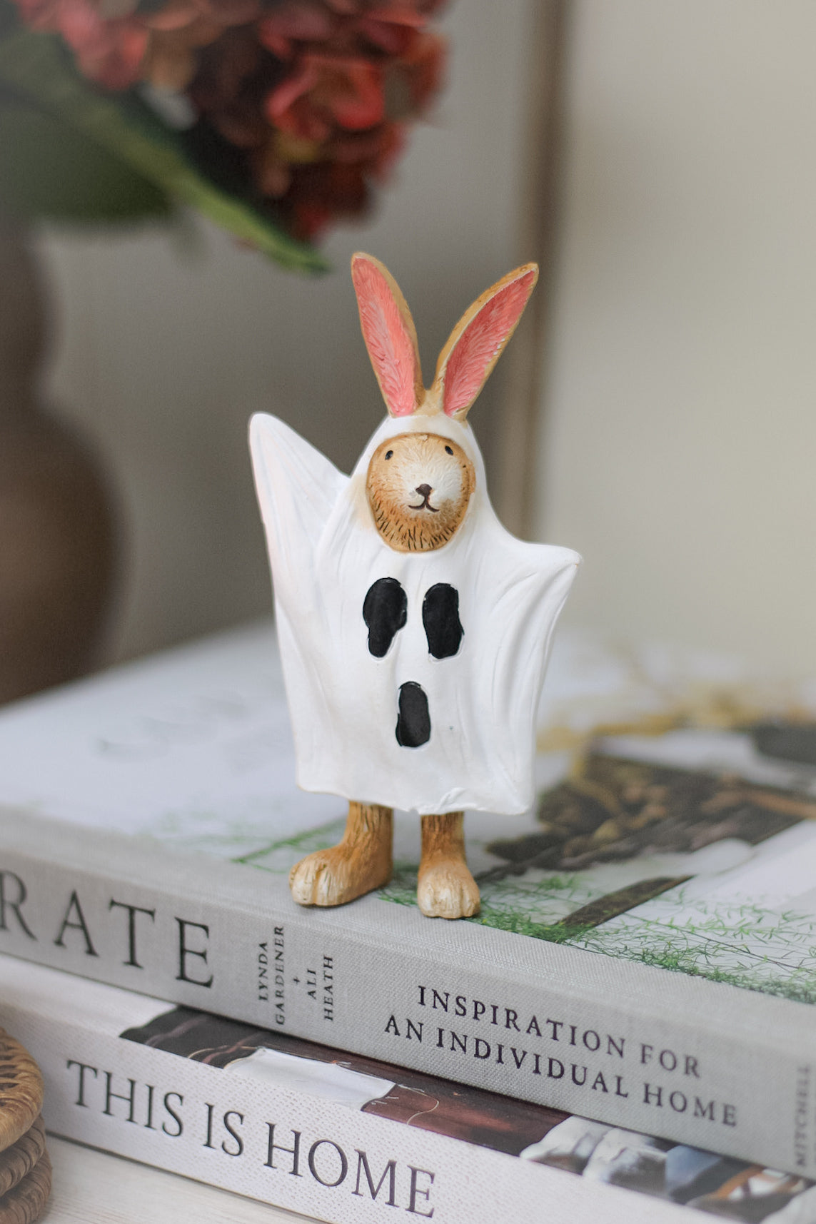 halloween rabbit ornament with ghost outfit