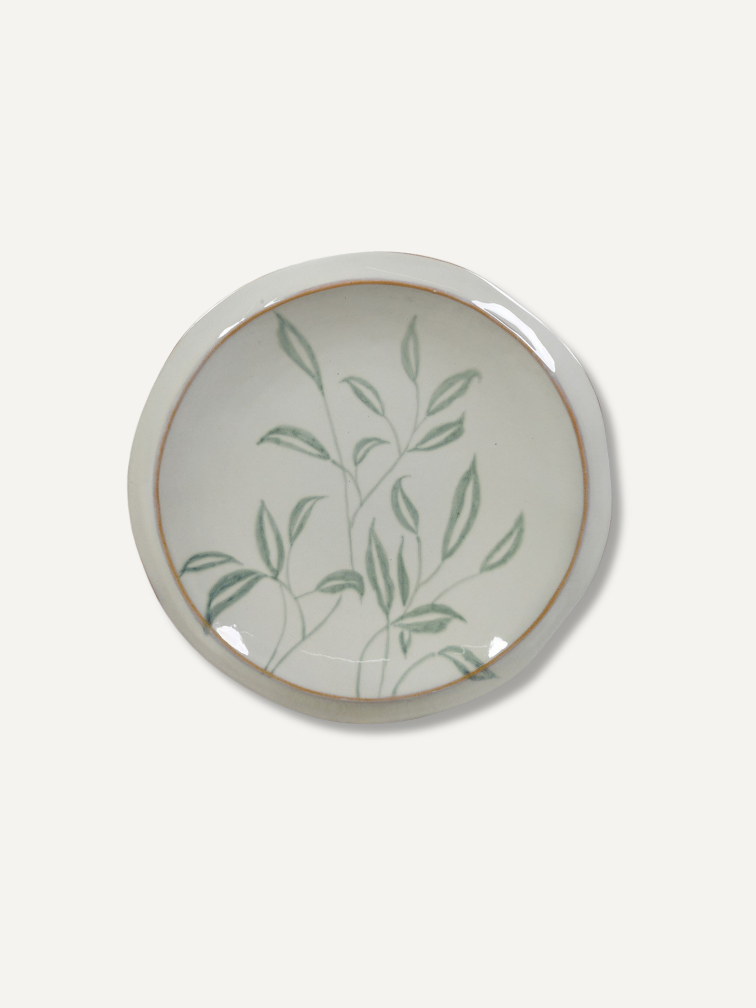 Hand Painted Leaves Decorative Ceramic Plate