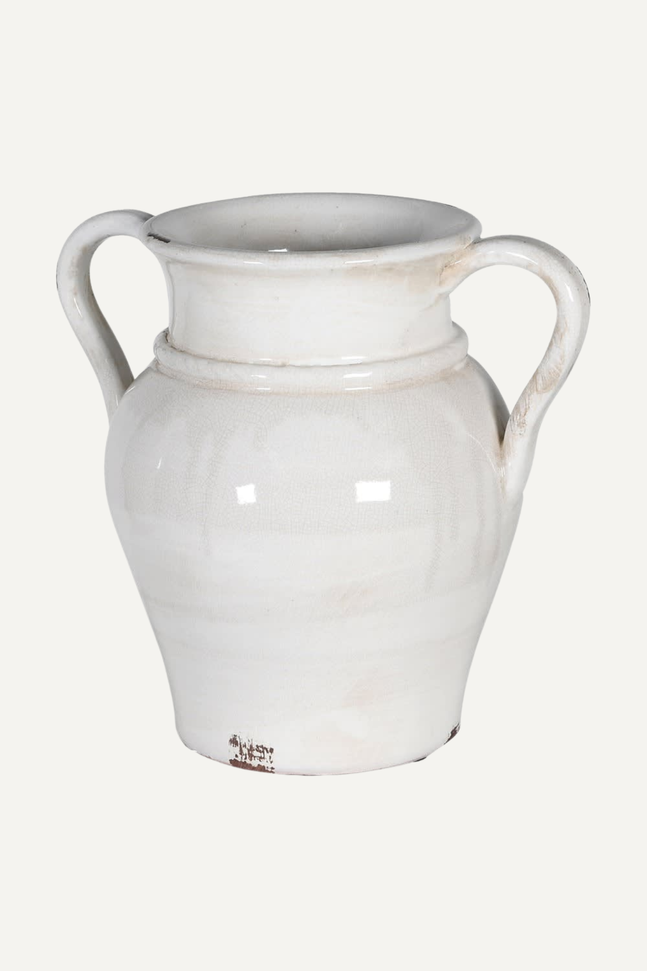 Hesketh Cream Distressed Ceramic Vase with Handles