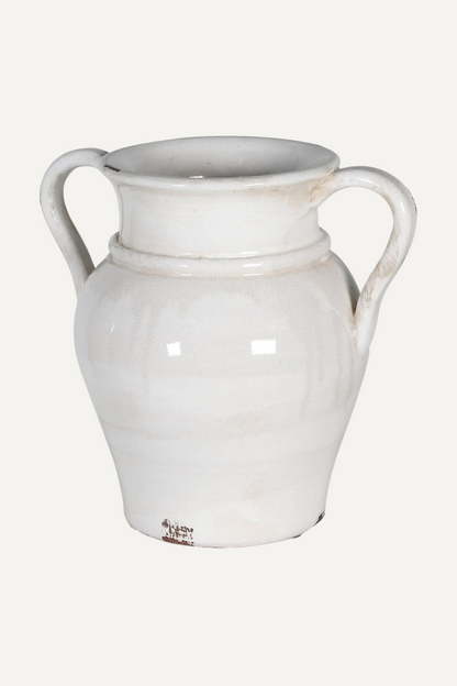 Hesketh Cream Distressed Ceramic Vase with Handles