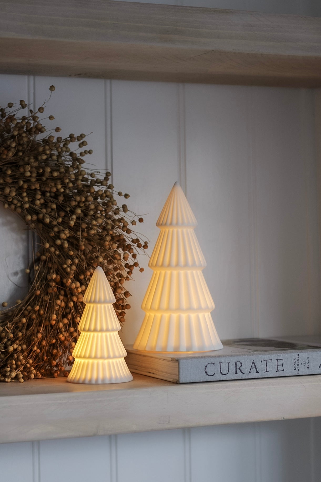 Matt White Ceramic Ribbed LED Christmas Tree