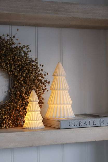 Matt White Ceramic Ribbed LED Christmas Tree