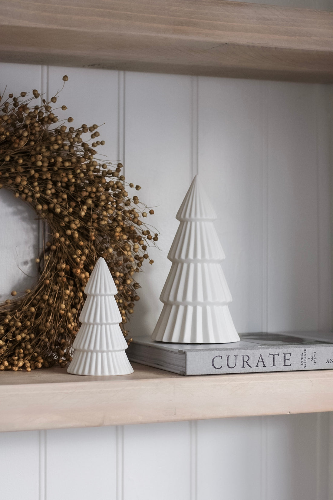 Matt White Ceramic Ribbed LED Christmas Tree