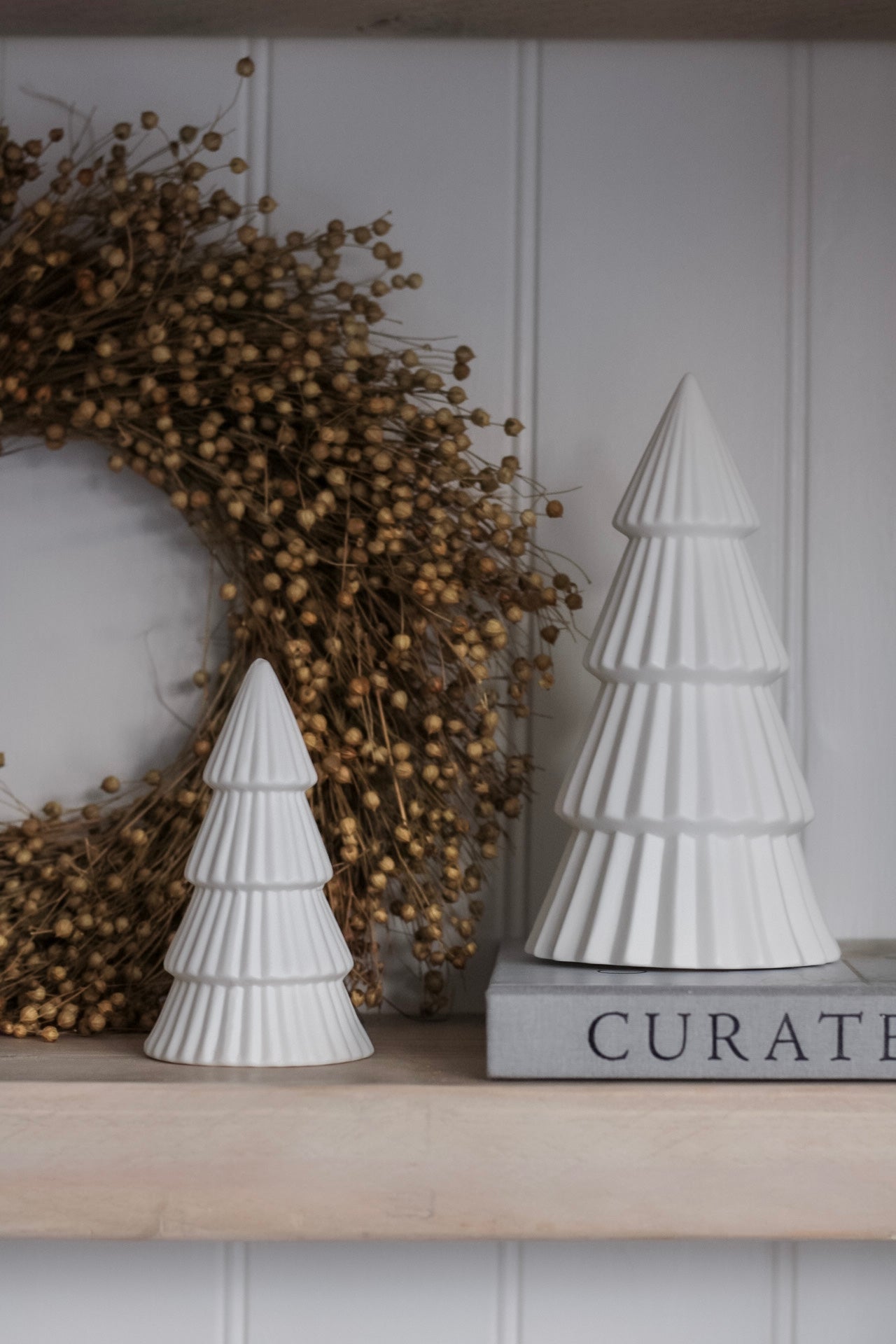 Matt White Ceramic Ribbed LED Christmas Tree