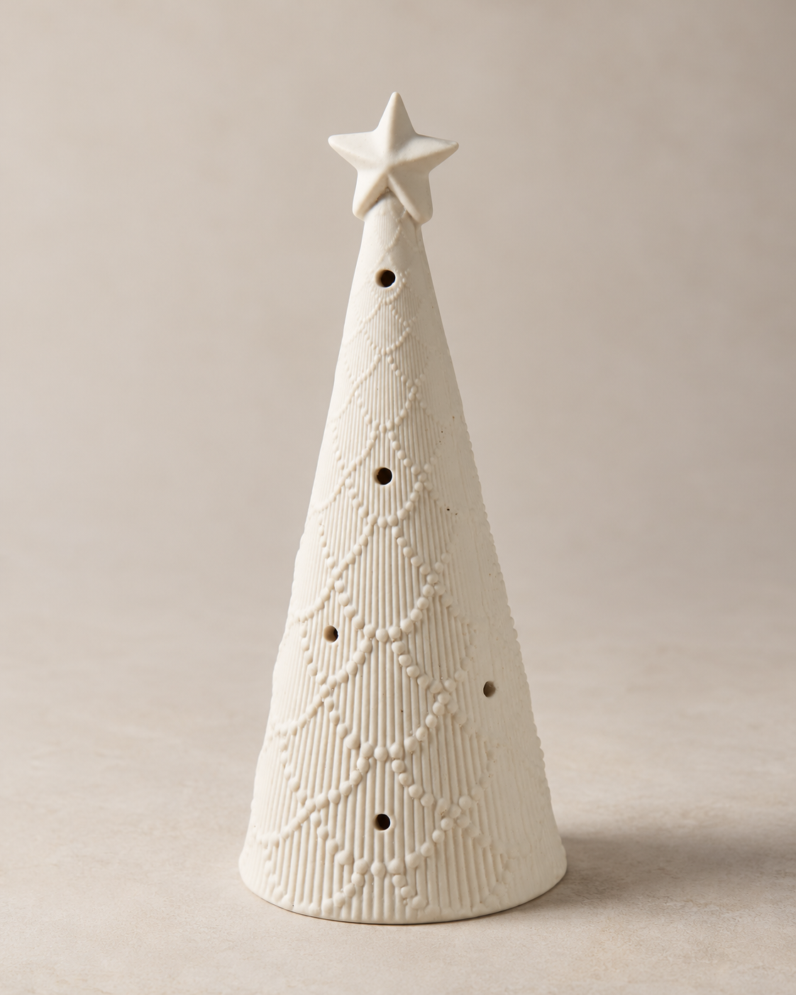 scalloped ceramic white led christmas tree