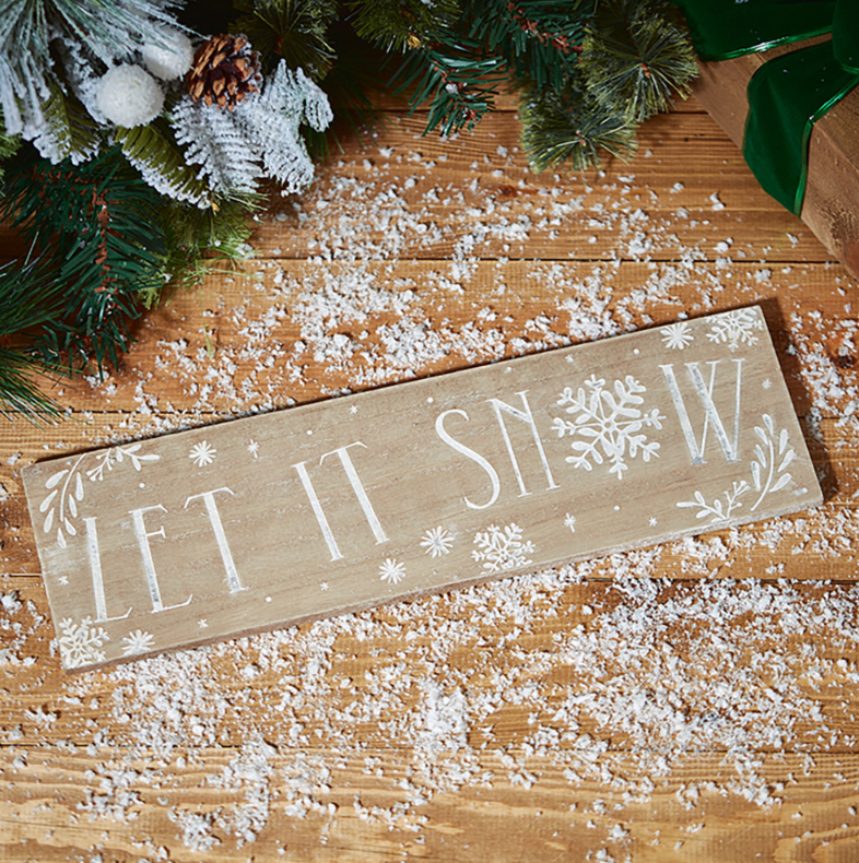 Let It Snow Etched Wooden Plaque