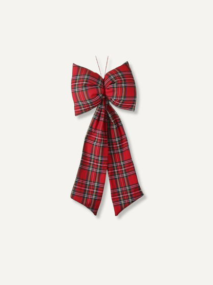 Long Red and Black Tartan Bow