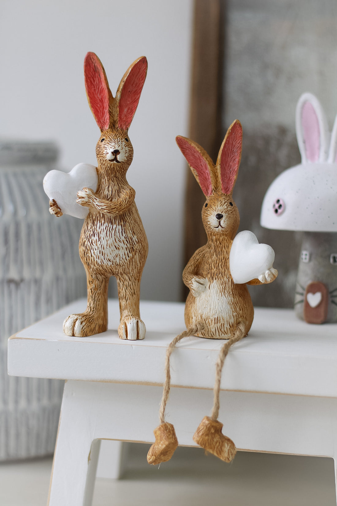 Love Heart Rabbit Ornament for spring decor