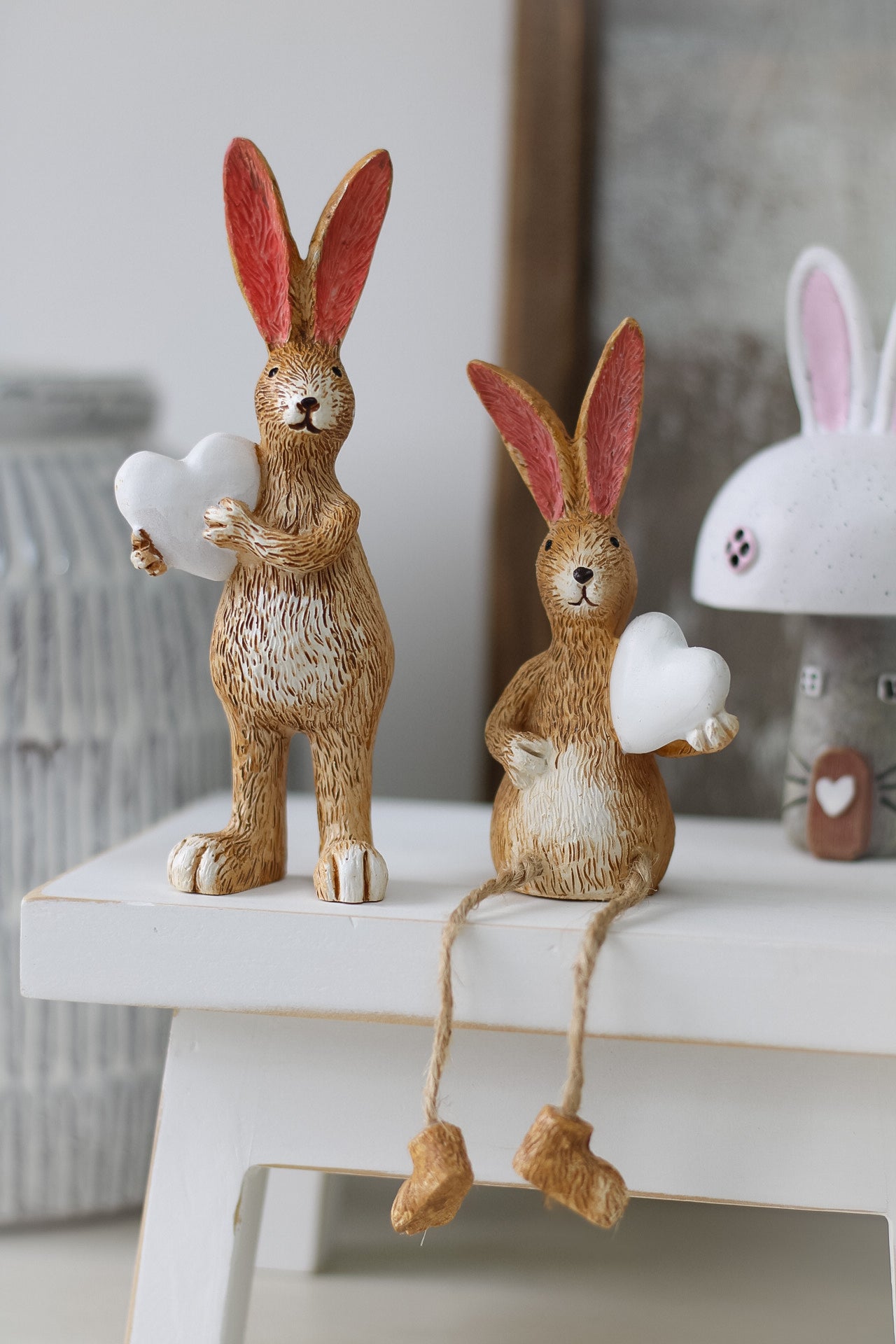 Love Heart Rabbit Ornament for spring decor